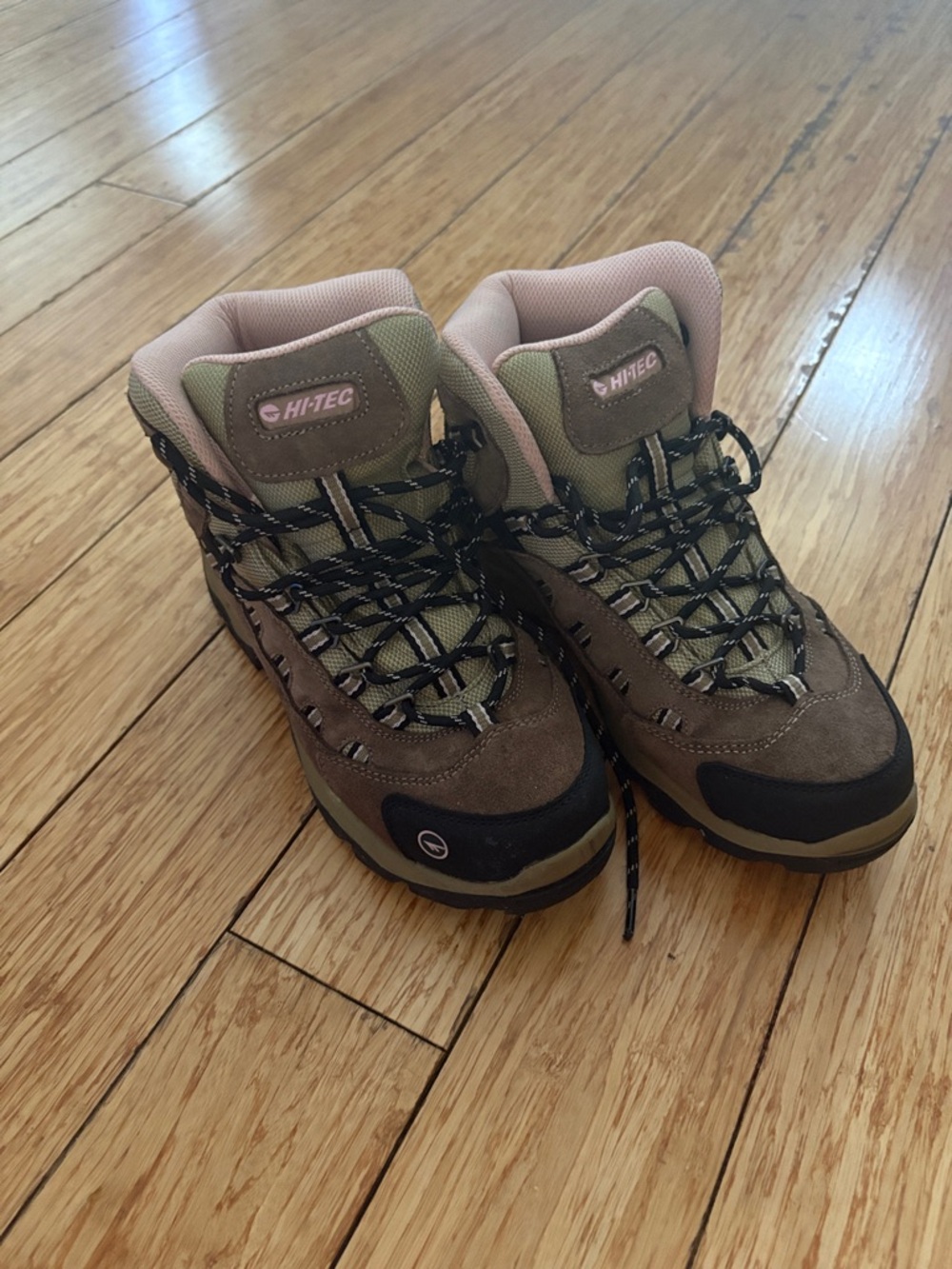 Hi-Tec Women's Olive Brown and Pink Lace-Up Hiking Boots